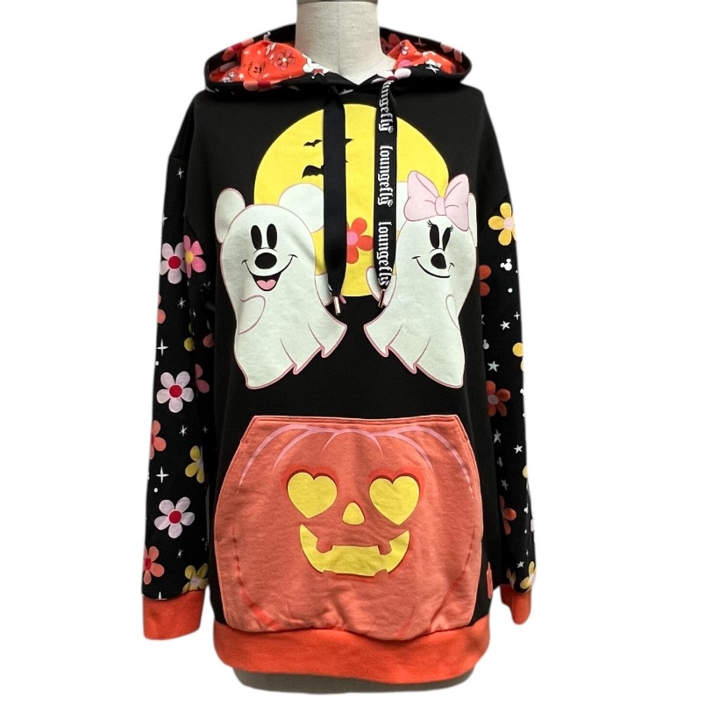 Mickey & Minnie Floral Ghost Glow in the Dark Unisex Halloween Hoodie
